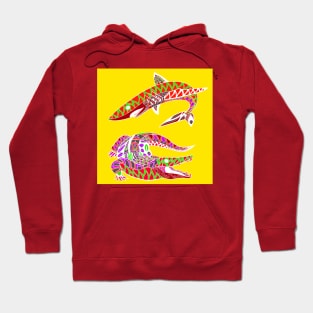 the shark and the crocodile ecopop pattern Hoodie